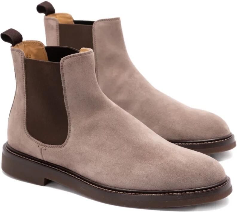 Brunello Cucinelli Fluwelen Chelsea Laarzen in Mink Kleur