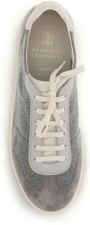 Brunello Cucinelli Gewatteerde Knit en Suède Lage Sneakers - Foto 2