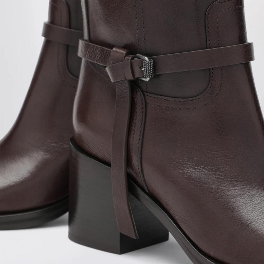 Brunello Cucinelli Klassieke leren enkellaarsjes met Monili - Foto 2