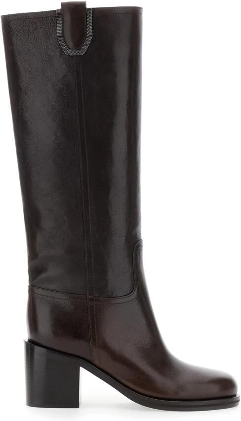 Brunello Cucinelli Klassieke leren laarzen met Monili