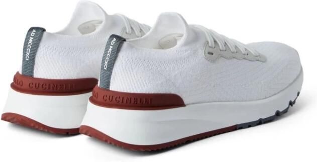 BRUNELLO CUCINELLI Katoenen gebreide sneakers met leren details White Heren - Foto 4