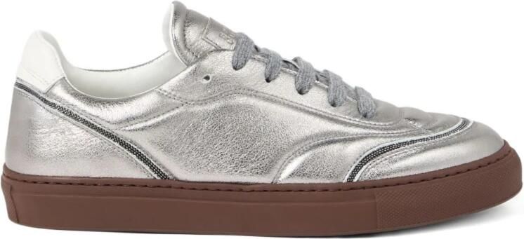 Brunello Cucinelli Lamé Kalfsleren Sneakers