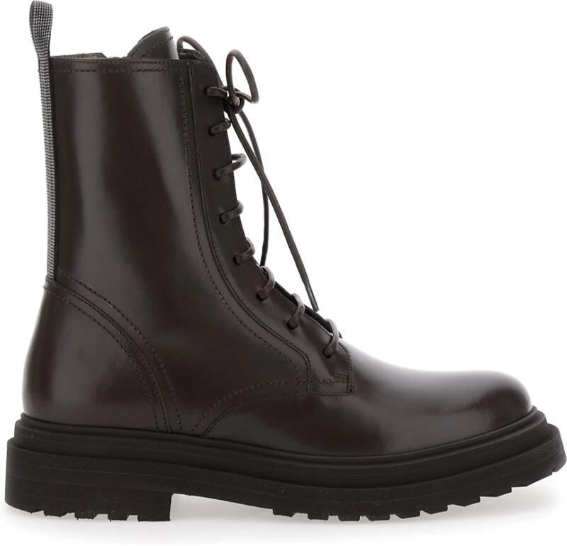 Brunello Cucinelli Leren Enkelboots met Monili