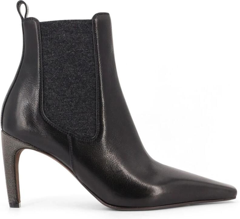 Brunello Cucinelli Leren Laarzen Met Monili Detail Op De Hak