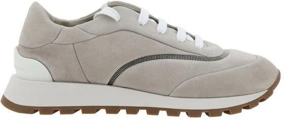 Brunello Cucinelli Leren sneakers met merkprint