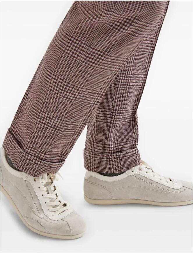 Brunello Cucinelli Lichtgrijze Suède Veterschoenen Sneakers