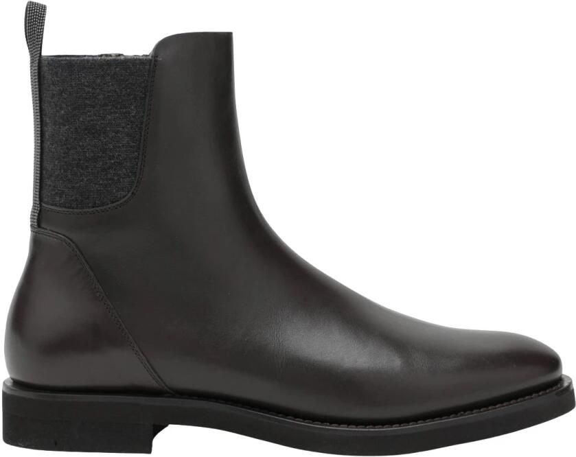 Brunello Cucinelli Matte Kalfsleren Chelsea Boots