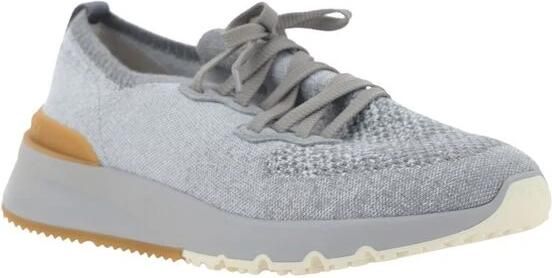 Brunello Cucinelli Mesh Lace-Up Sneakers met Handtekening Trek