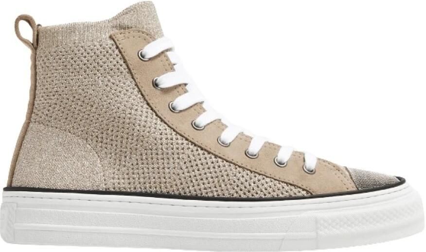 Brunello Cucinelli Metalen gebreide sneakers met Monili-versiering