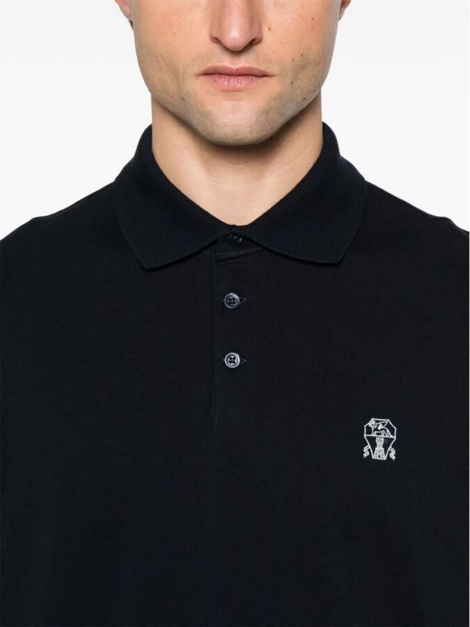 Brunello Cucinelli Midnight Blue Polo met Ribboorden - Foto 2