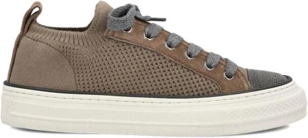 Brunello Cucinelli Mixed Media Sneakers met veters