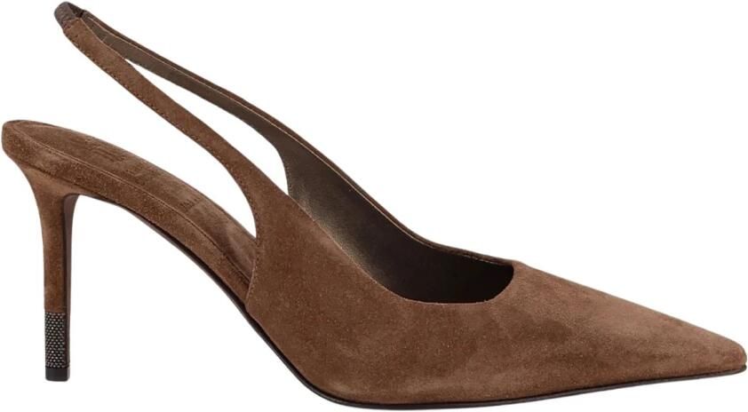 Brunello Cucinelli Monili Suède Slingback Pomp