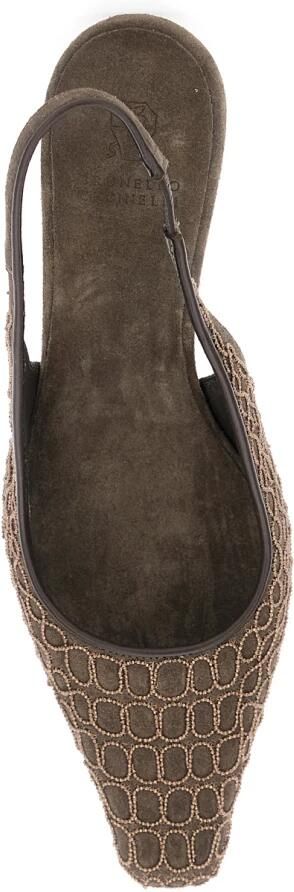 Brunello Cucinelli Monili Suede Slingback Pumps - Foto 2