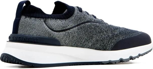 Brunello Cucinelli Navy Blauwe Gebreide Sneaker