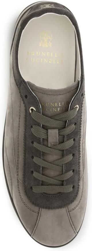 Brunello Cucinelli Nubuck Leren Slim Sneakers - Foto 4