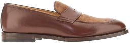 Brunello Cucinelli Penny Loafers van glad leer en suède