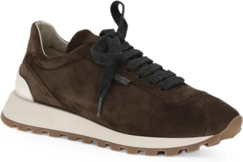 Brunello Cucinelli Bruine Platte Schoenen Veters Rubberen Zool - Foto 4