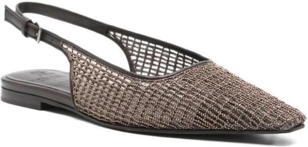 Brunello Cucinelli Slingback ballerina's van mesh met versieringen - Foto 2