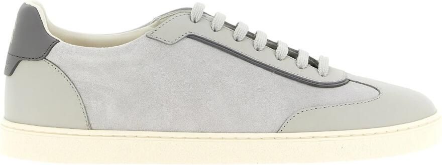 Brunello Cucinelli Sneakers van suède en gepolijst kalfsleer