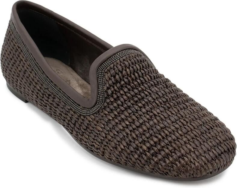 Brunello Cucinelli Stijlvolle Geweven Loafers in Bruin