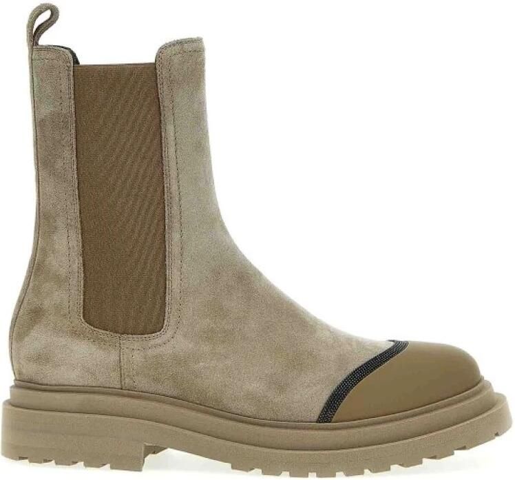 Brunello Cucinelli Suède Chelsea Boot Met Kostbare Details