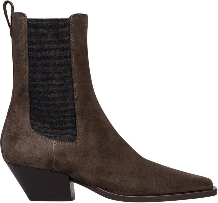 Brunello Cucinelli Suède Chelsea boots met kostbaar lusdetail