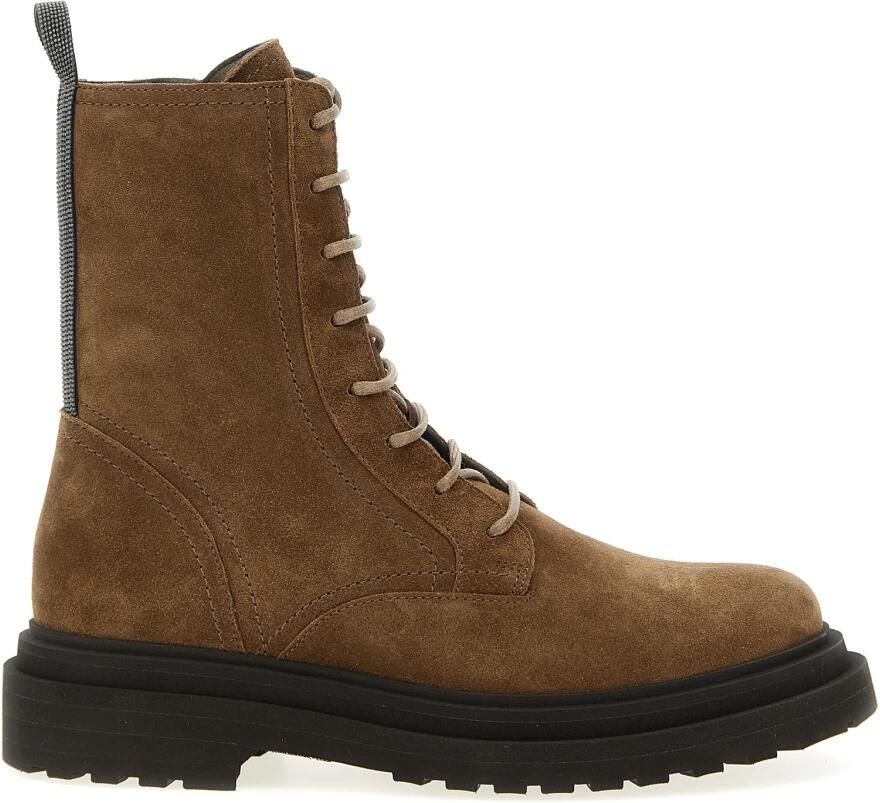 Brunello Cucinelli Suede Combat Boots Monile