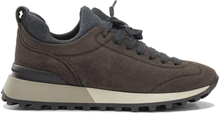 Brunello Cucinelli Suede en Knit Sneakers