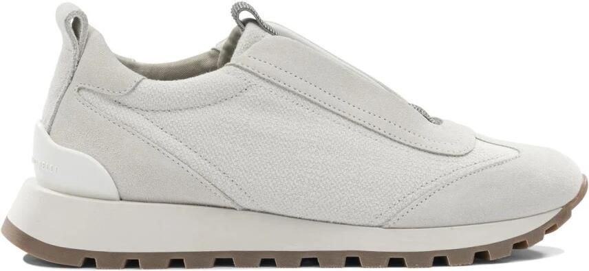Brunello Cucinelli Suede en Textiel Slip-On Sneakers