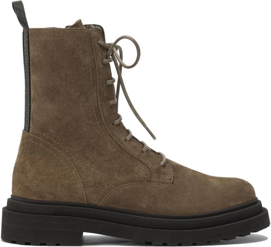 Brunello Cucinelli Suede Enkellaarsjes met Veters