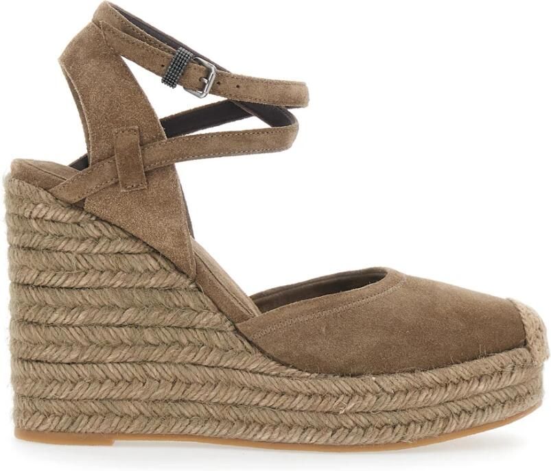 Brunello Cucinelli Suède Espadrille Sleehakken
