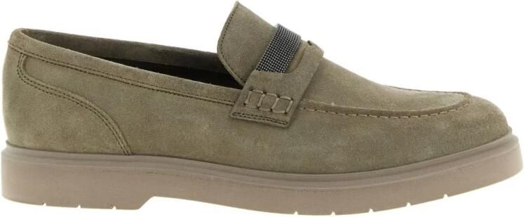 Brunello Cucinelli Suède Penny Loafer met Monili