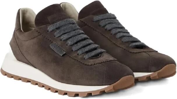 Brunello Cucinelli Bruine Platte Schoenen Veters Rubberen Zool - Foto 5