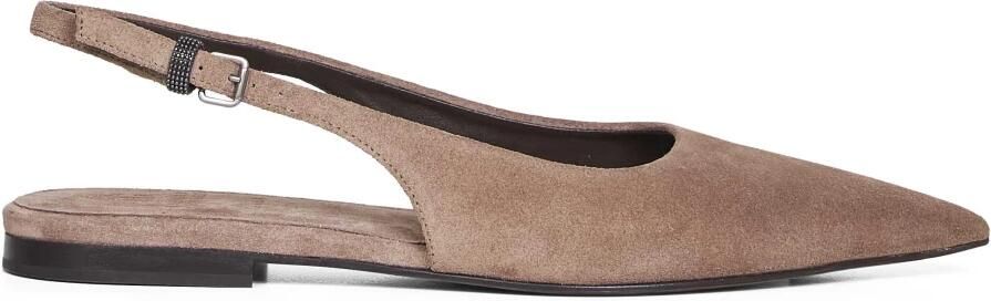 Brunello Cucinelli Suede Slingback Ballerina's