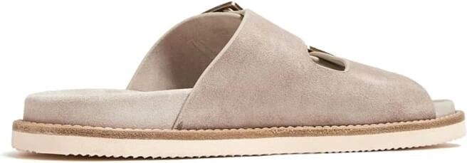 Brunello Cucinelli Suède slippers met gespen - Foto 2
