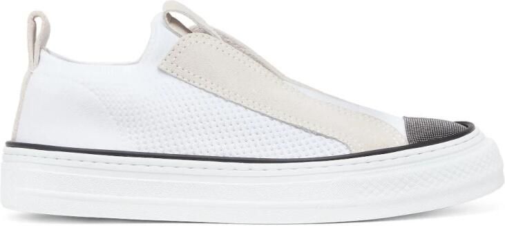 Brunello Cucinelli Witte Slip-On Sneakers met Plateauzool