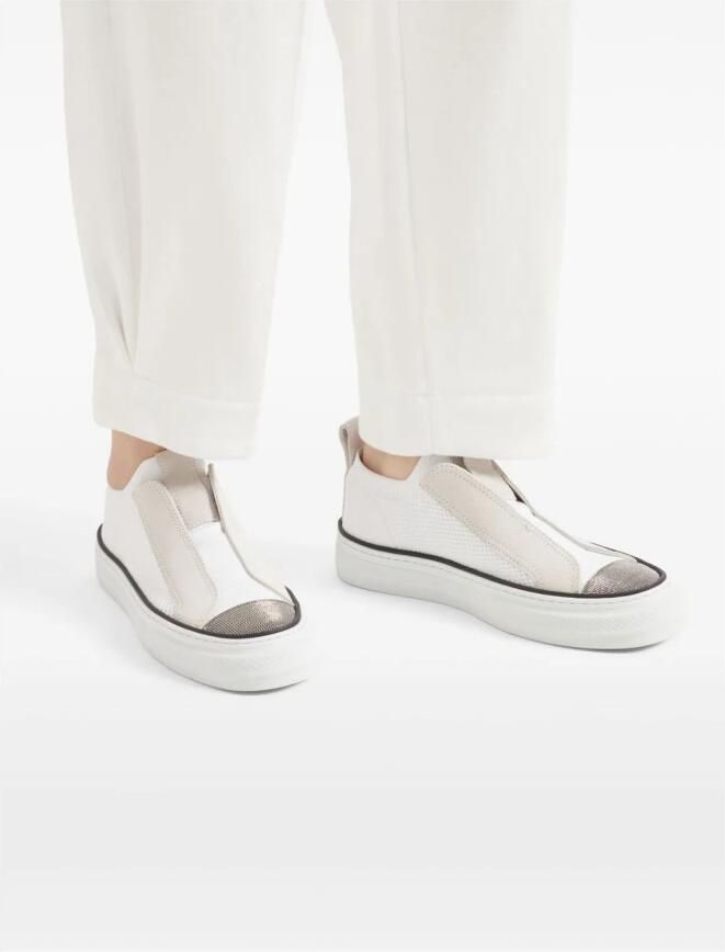 Brunello Cucinelli Witte Slip-On Sneakers met Plateauzool - Foto 2