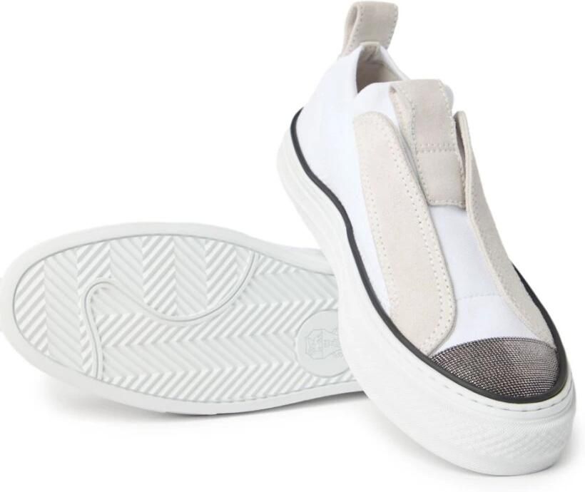 Brunello Cucinelli Witte Slip-On Sneakers met Plateauzool - Foto 3