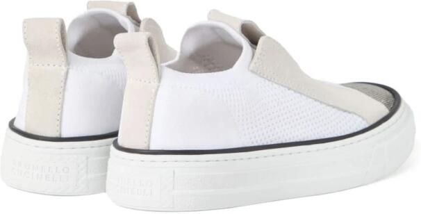 Brunello Cucinelli Witte Slip-On Sneakers met Plateauzool - Foto 5
