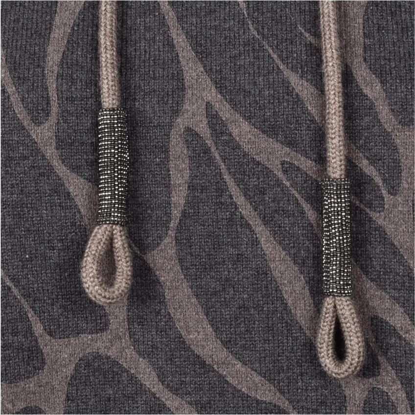 Brunello Cucinelli Wollen hoodie met voorzak en geribbelde boorden - Foto 2