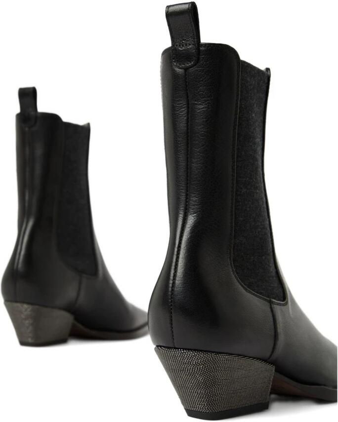 Brunello Cucinelli Zwarte Cubaanse haklaarzen met elastische panelen