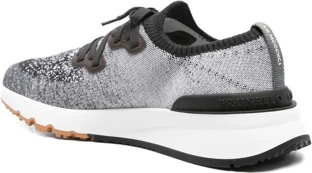 Brunello Cucinelli Zwarte Gebreide Veterschoen