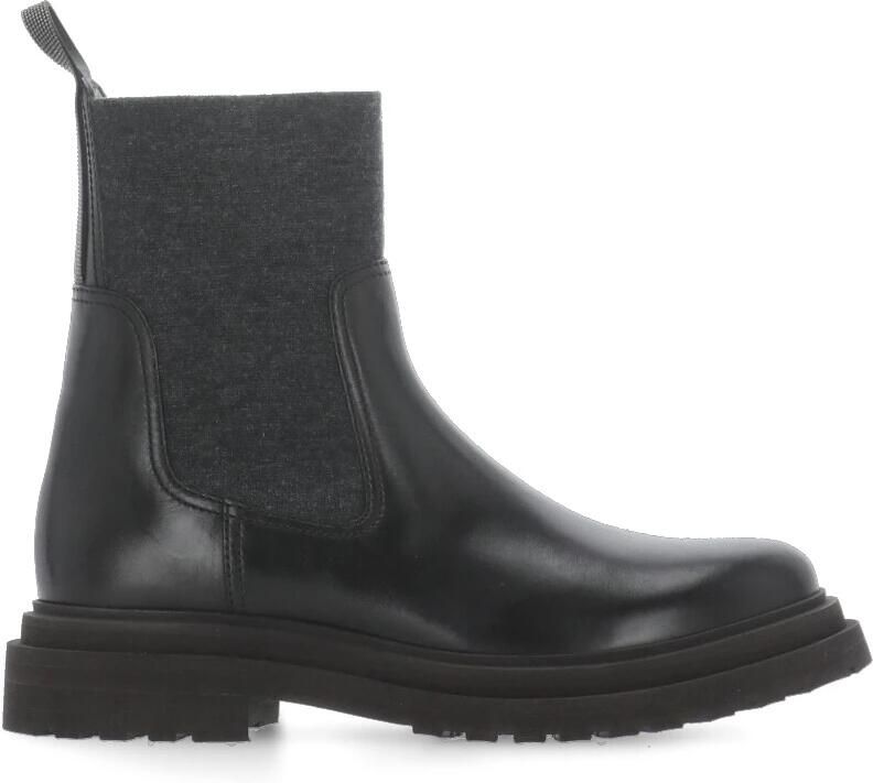 Brunello Cucinelli Zwarte Leren Chelsea Laarzen