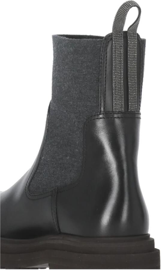 Brunello Cucinelli Zwarte Leren Chelsea Laarzen - Foto 2