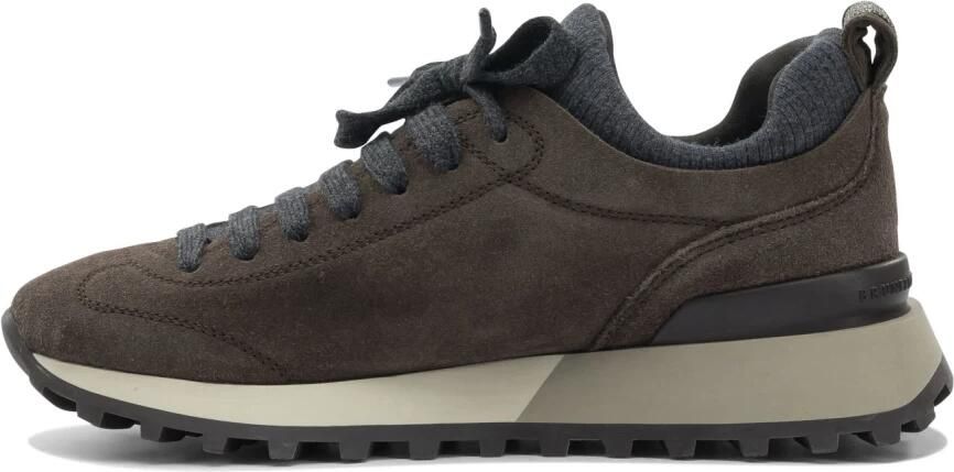 Brunello Cucinelli Zwarte Sneakers Slip-On Stretch Gebreid