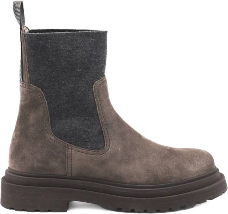 Brunello Cucinelli Elastische Zwarte Laarzen Rubberen Zool