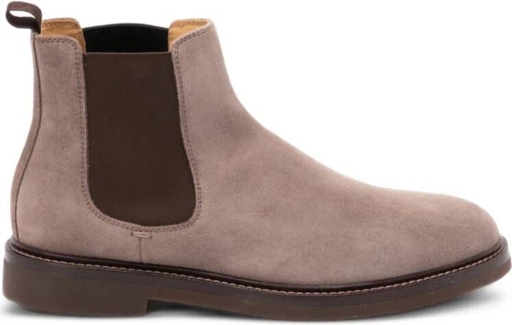 Brunello Cucinelli Fluwelen Chelsea Laarzen in Mink Kleur