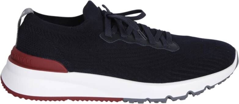 Brunello Cucinelli Gebreide Ronde Neus Veterschoenen Blauw