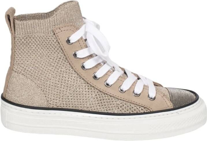 BRUNELLO CUCINELLI Gebreide Sneaker met Juweel Detail Beige Dames