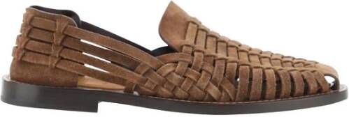 BRUNELLO CUCINELLI Leren Instaploafers met Gevlochten Design Brown Heren